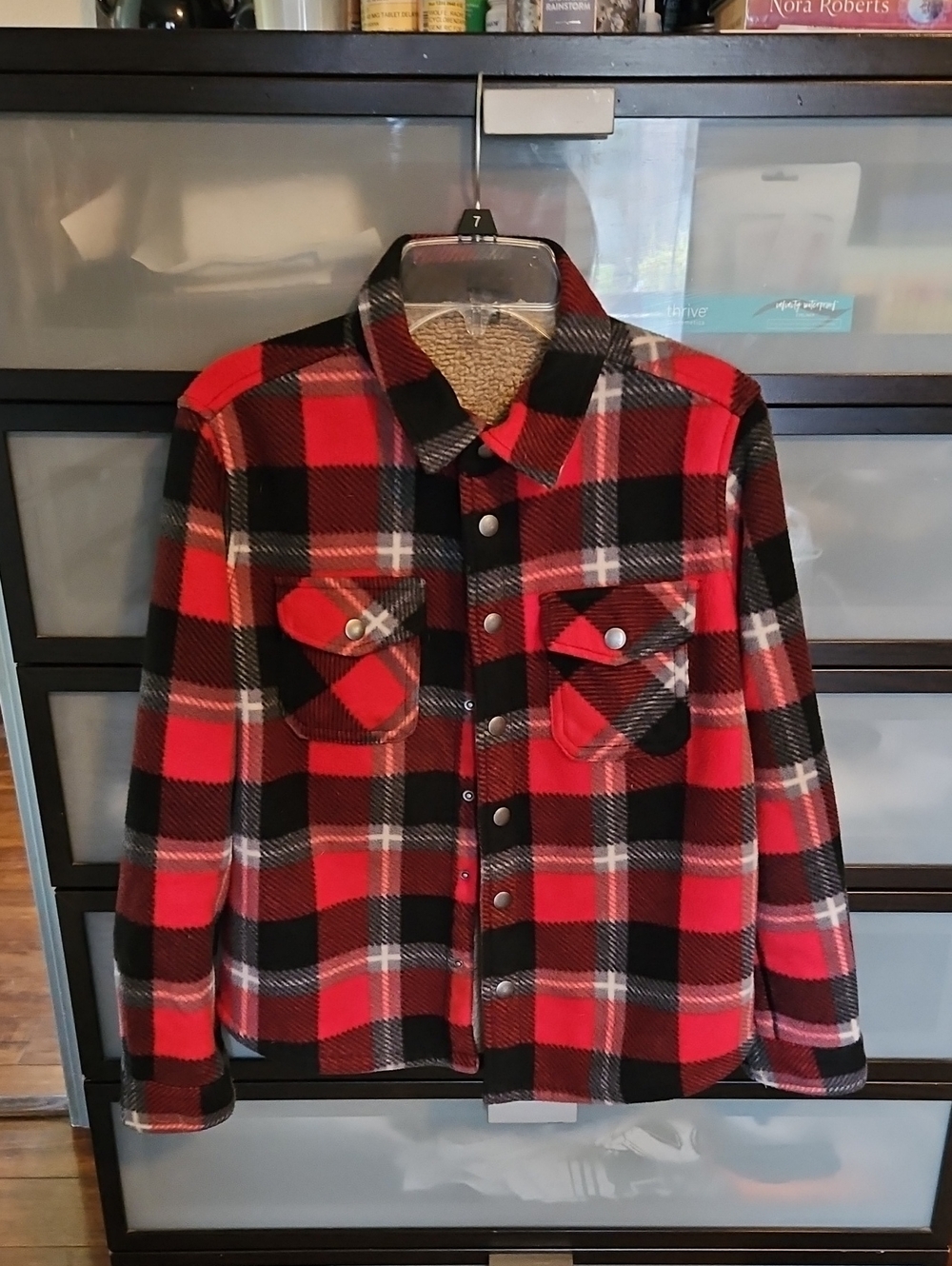 Eddie Bauer Sherpa Lined Flannel Jacket Size Kid 14/16 (LARGE)